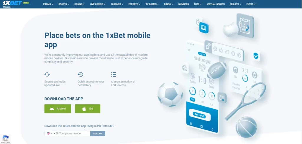 1xBet mobile application for iOS and Android