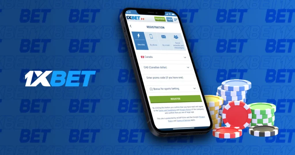 Registration at 1xBet through mobile device