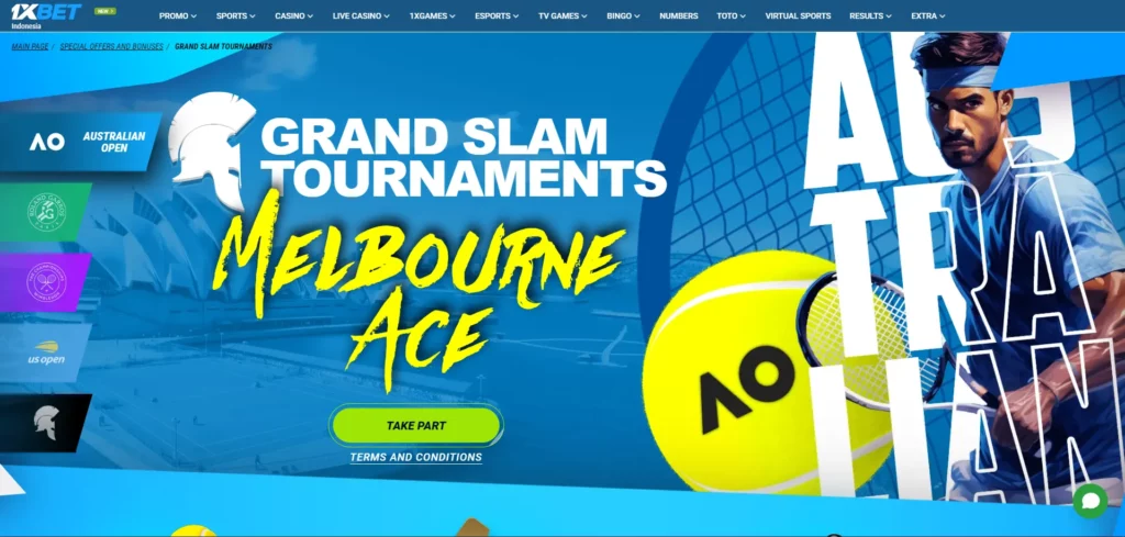 Grand Slam Tournaments Promotion from 1xBet Malaysia